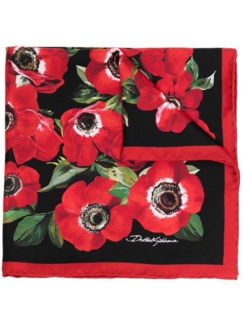 dolce and gabbana poppy print 50x50 silk scarf farfetch