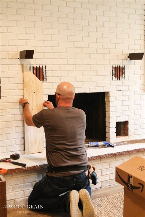 Our Brick Fireplace Makeover By The Wood Grain Cottage The Wood Grain