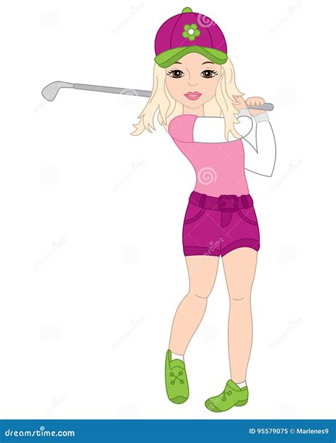 vector girl playing golf vector golfer golf vector illustration stock vector illustration of