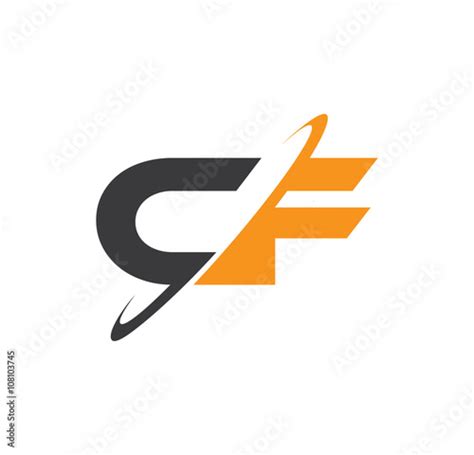Cf Initial Logo With Double Swoosh Stock Image And Royalty Free