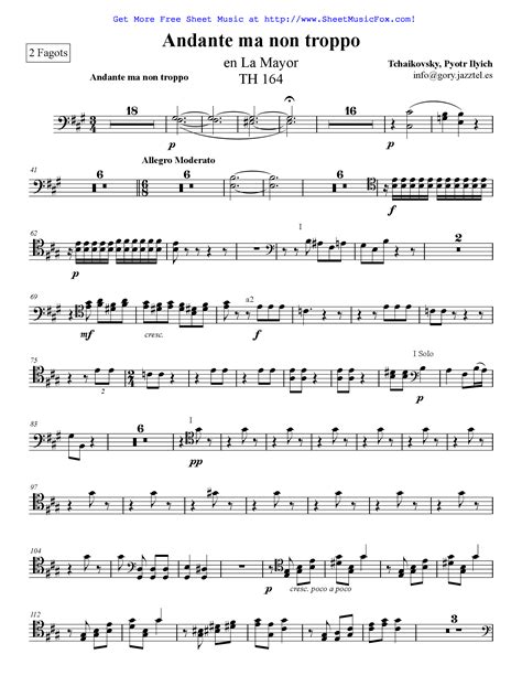 Free Sheet Music For Andante Ma Non Troppo In A Major Tchaikovsky