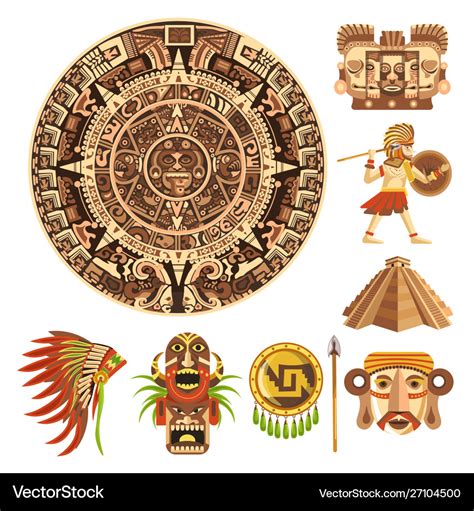 Mayan Or Aztec Culture Maya Calendar Mexican Vector Image