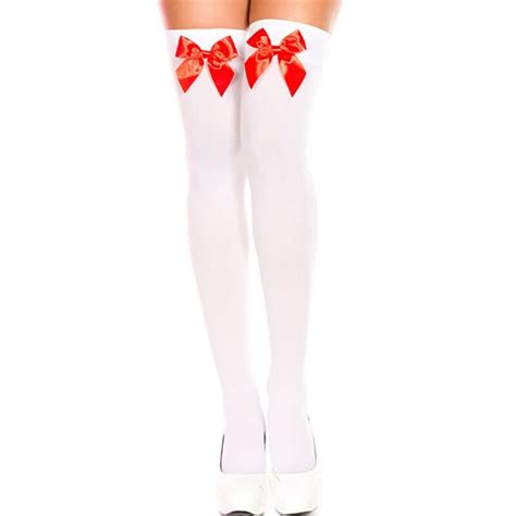 Sexy Women S Silk Lace Top Bows Bowknot Thigh Over Knee High Socks Multi Colors Stockings In