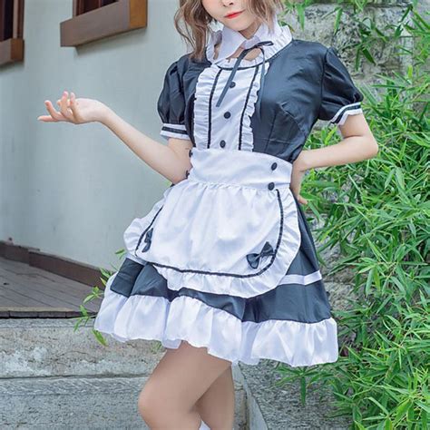 japanese harajuku roleplay cospaly black white i serve you maid dress sd00026 syndrome