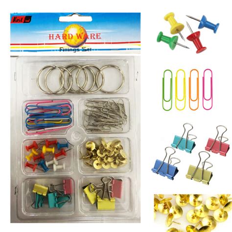 75 Assorted Stationery Set Push Pins Paper Clips Folding Filling Office