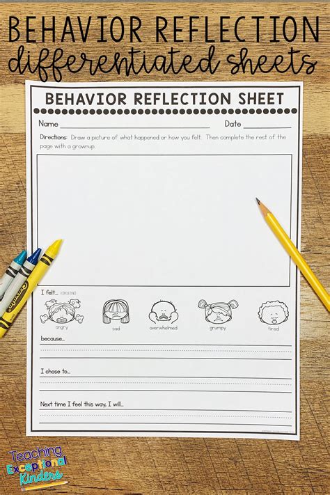 Behavior Reflection Sheets For Kids Behavior Reflection Behavior
