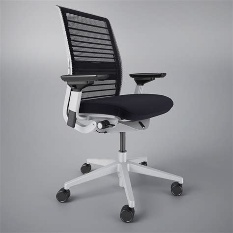 Steelcase think chair complete features are black base, upholstered seat and matching 3d knit mesh back, adjustable height pivot depth arms, hard casters, fabric and mesh back. max steelcase think office chair