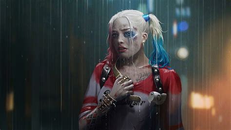 3840x2160 Harley Quinn In Rain 4k Hd 4k Wallpapersimagesbackgrounds