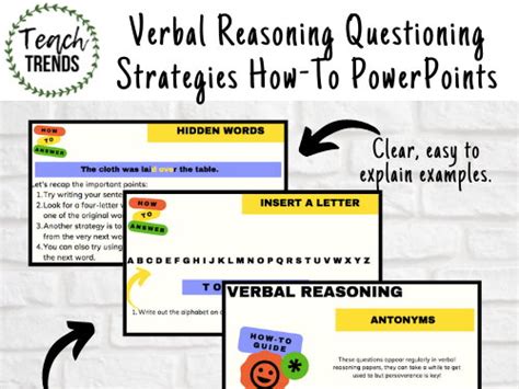 Verbal Reasoning Question Strategies How To Guide Powerpoint Teaching