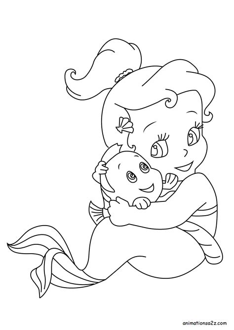 Printable Baby Ariel Coloring Pages