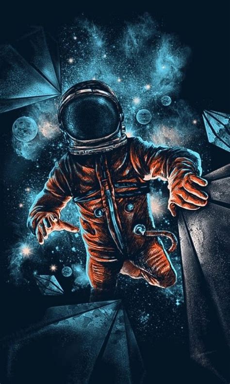 Space Astronaut Galaxy Dark Artwork 480x800 Wallpaper ファンタジーアート
