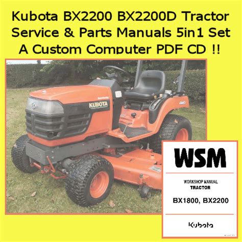 Kubota Bx2200 Bx2200d Tractor Parts And Service Manuals Set Custom Pdf