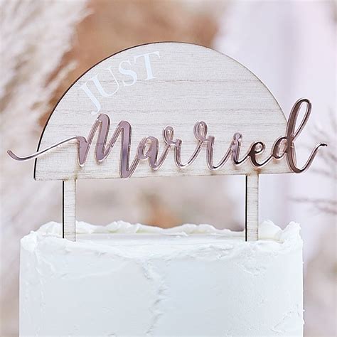 Trend Fashion Products Just Married Rustic Wood Wedding Cake Topper