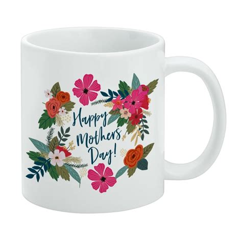 Happy Mothers Day Mom With Flowers White Mug