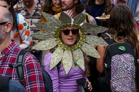 Protester Wears Sunflower During Demonstration Extinction Editorial