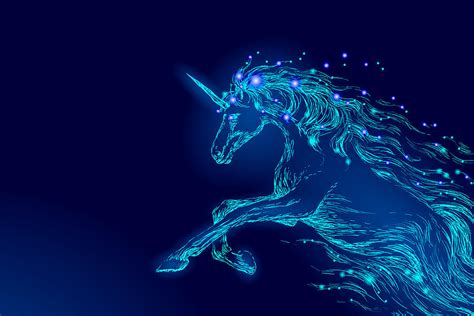 Blue Glowing Horse Unicorn Riding Night Sky Star Creative Decoration