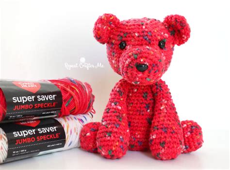 Red Heart Super Saver Jumbo Speckle Crochet Bears Repeat Crafter Me