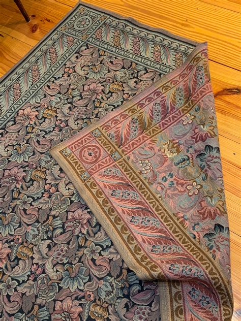 Rare Tapestry Rug Wall Floral Geometric Vintage Reversible Etsy