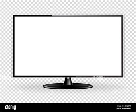 Realistic Tv Screen Mock Up With Blank Screen On Checkered Background