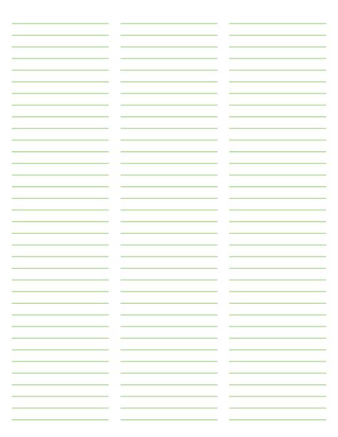 Printable 3 Column Green Lined Paper College Ruled For Letter Paper