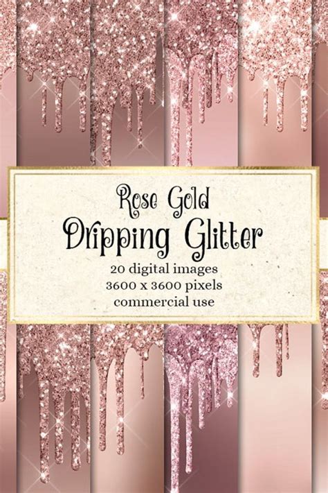 Rose Gold Dripping Glitter Rose Gold Ombre Glam And Glitter Digital