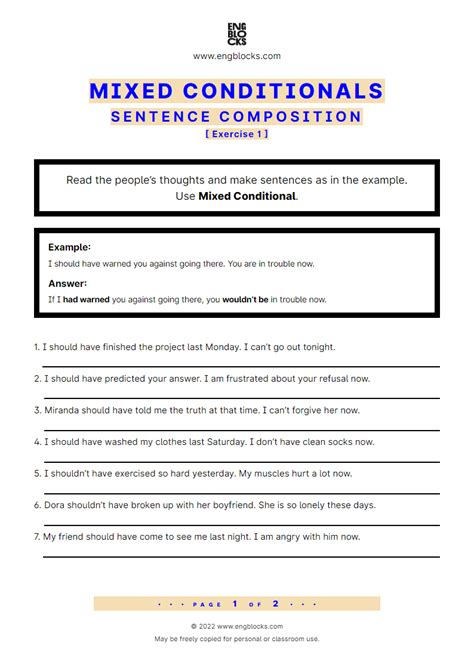 Mixed Conditionals Sentence Composition Exercise Worksheet My XXX Hot