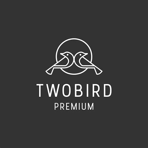 Premium Vector Two Bird Logo Linear Style Icon In Black Backround