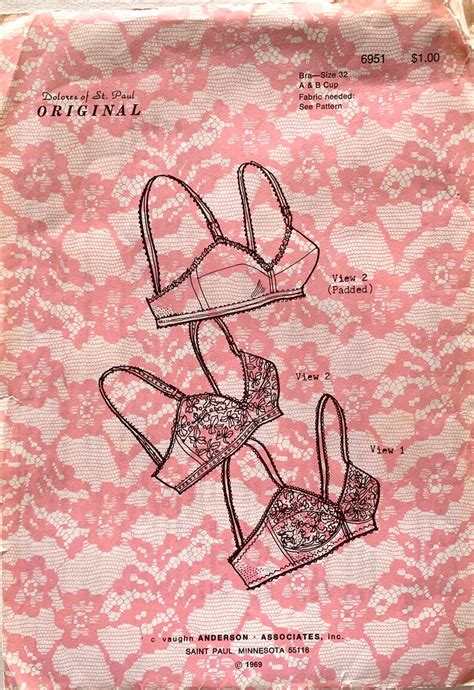 60s Full Cup Bra Pattern Padded Bras Adustable Dolores Of St Etsy