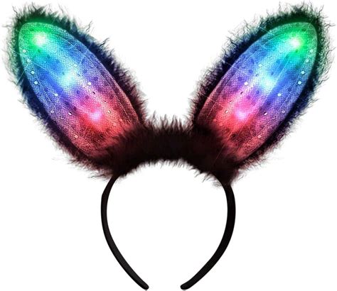 Flashingblinkylights Light Up Bunny Ears Headband Black