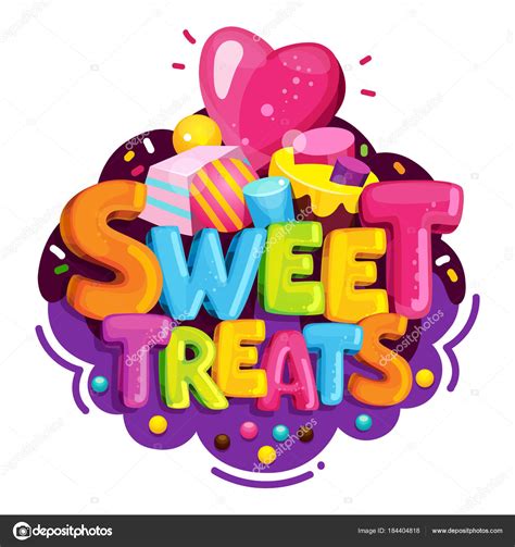 Sweet Treats Cartoon Vector Logo Isolated Illustration Color Letters