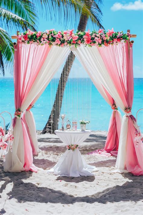 Tropical Ivory And Sweet Pink Wedding Arch With Tropical Flowers Great