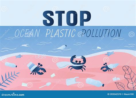 Stop Ocean Pollutionocean Coast With Plastic Trash And Various Garbage