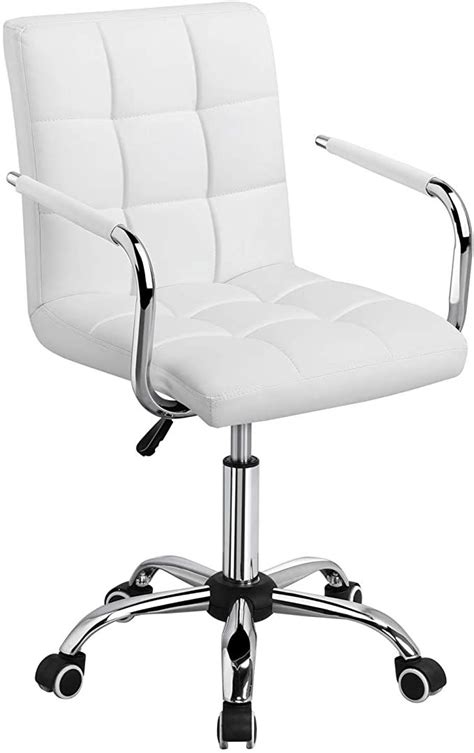 A set of three modern minimalistic office desk chairs without wheels. Amazon.com: Yaheetech White Desk Chairs with Wheels ...