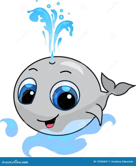 Smiling Baby Whale Cartoon Illustration 19396847