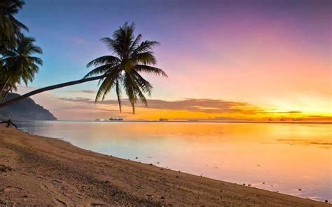 Menggambar Pemandangan Pantai Sunset Arini Gambar