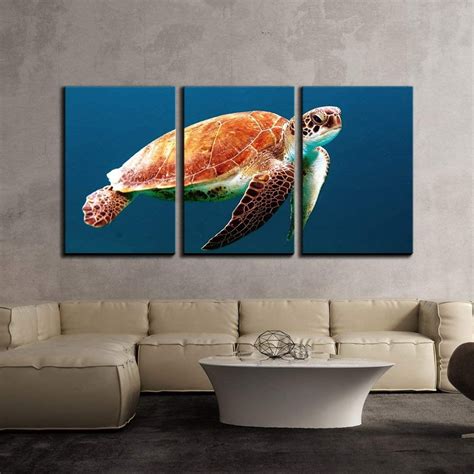 Wall26 3 Piece Canvas Wall Art Sea Turtle Swiming Under The Ocean