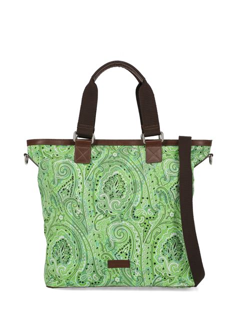 Pre Owned Etro Tote Bag In Green Modesens