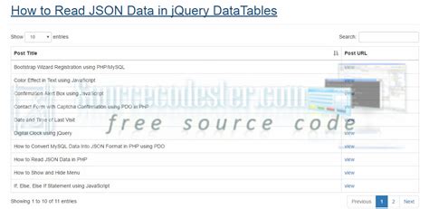 How To Read Json Data In Jquery Datatables Sourcecode