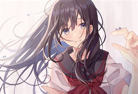 Anime Girl Teary Eyes Semi Realistic Brown Hair Anime Hd Wallpaper