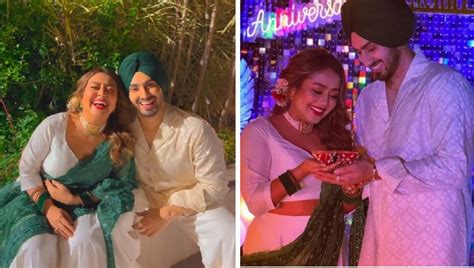Neha Kakkar Rohanpreet Singh Share A Kiss Celebrate Wedding Anniversary