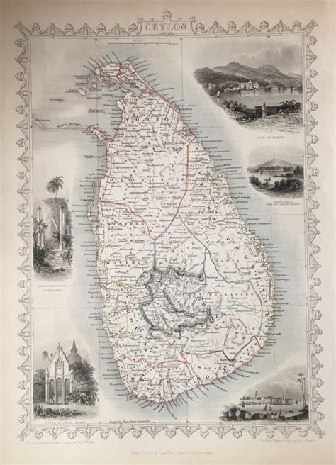 Antique Map Ceylon By Tallis C1850 Sold