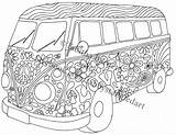 Bus Coloring Hippie Vw Adult Printable Van Colouring Volkswagen Books Flower Power Visit Getdrawings Tarot Sign Template sketch template