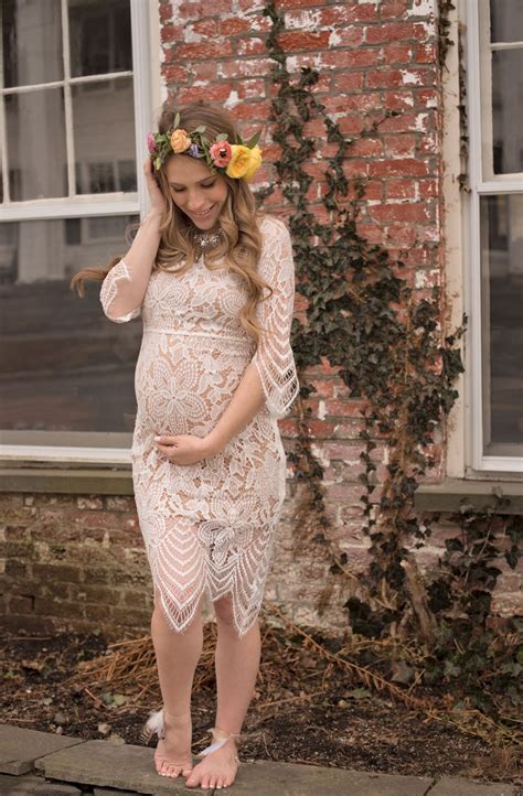 Vestido Para Baby Shower Mujer Embarazada Con Vestido Corto De Encaje