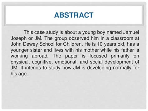case study  child development jm