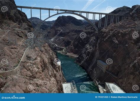 Hoover Dam Bypass Bridge Stock Image Image Of Hydroelectric 79331455
