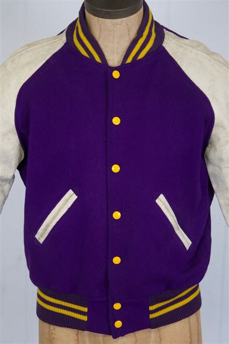 1950s Varsity Jacket Vintage Blank Letterman Coat Pur Gem