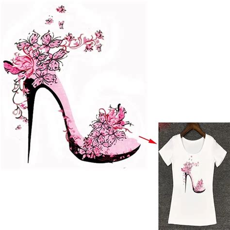 Flower High Heels Styling Patches 21725cm Iron On Transfers For