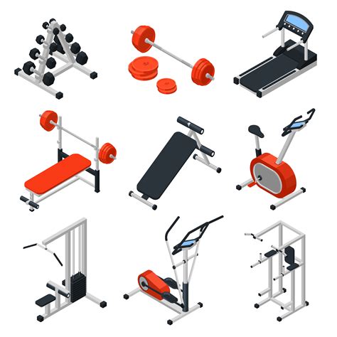 Gym Equipment Isometric Set 480498 Vector Art At Vecteezy