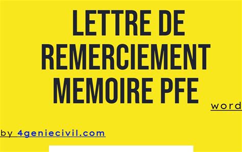 Lettre De Remerciement Mémoire Pfe Word