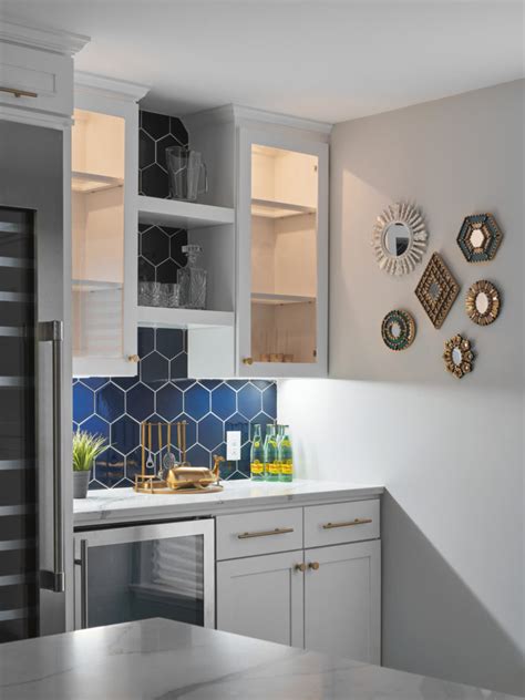 Recently, while rectifying an excess of character in an older home, i was enlisted to install a tile backsplash. Navy Blue Hex Backsplash | Fireclay Tile